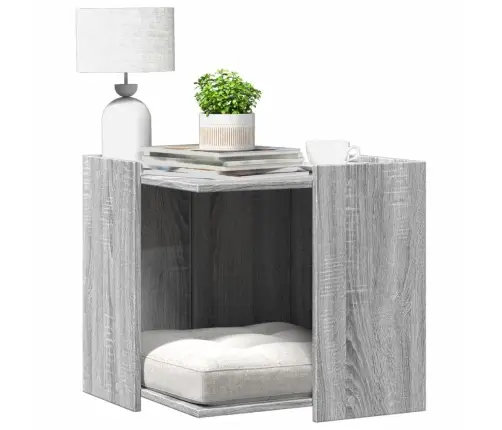 Kaķu Pakaišu Kastes Korpuss Pelēks 53X53X51Cm Inženierijas Koks Vidaxl