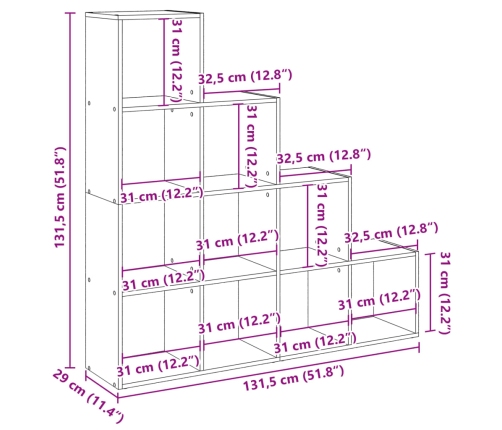 Ruumijagaja 4 Korrust, Tamm, 131,5X29X131,5 cm Tehispuit