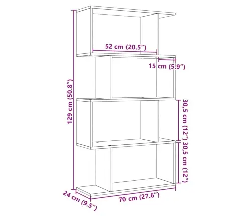Telpas Sadalītājs, Grāmatu Plaukts, 4 Līmeņi, 70X24X129 Cm Vidaxl