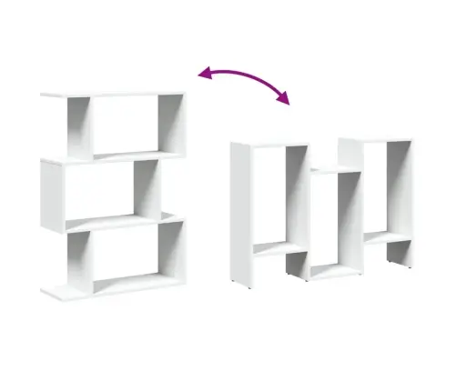 Ruumijagaja Raamaturiiul, 3 Riiulit, Valge, 70 X 24 X 97 cm Töödeldud Puit
