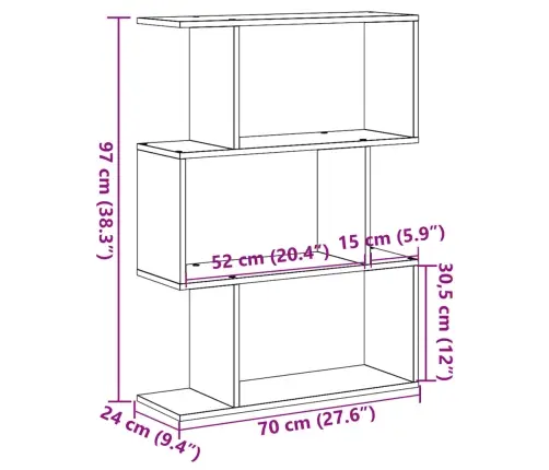 Telpas Sadalītājs, Grāmatu Plaukts, 3 Līmeņi, 70X24X97 Cm Vidaxl