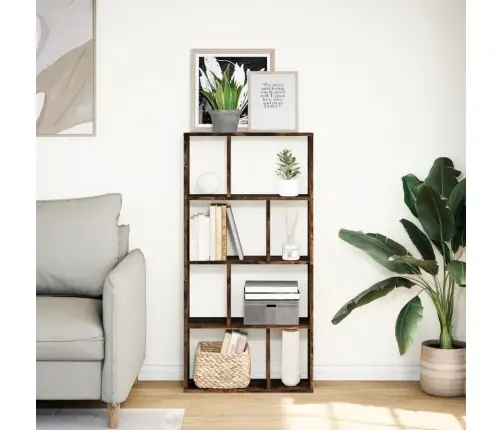 Knygų Spinta, Dūminio Ąžuolo, 60X20X120cm Apdirbta Mediena