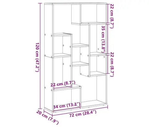 Grāmatu Plaukts, Veca Koka, 72X20X120 Cm, Inženierijas Koks Vidaxl