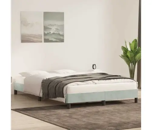 Gultas Rāmis Bez Matrača, Gaiši Pelēks, 160X220 Cm, Samts Vidaxl