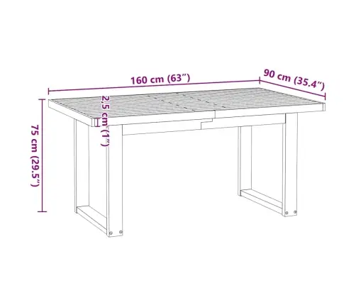 Valgomojo Stalas Noain U Formos Kojos 160X90X75 Cm