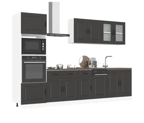 Virtuvinių Spintelių Komplektas, 7 Dalių, Kalmar, Juoda