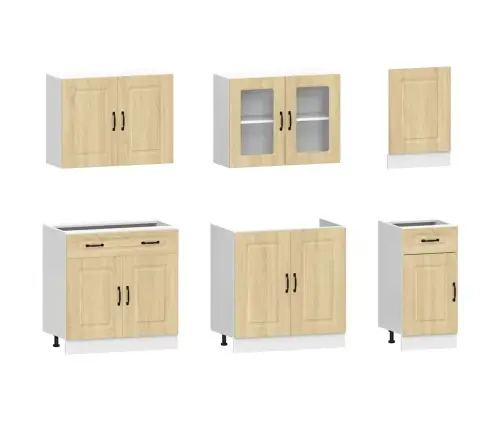 7-Osaline Köögikapi Komplekt Kalmar, Sonoma Tamm, Tehispuit