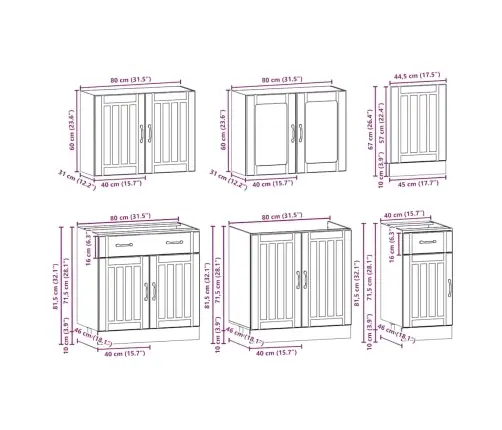 Virtuvinių Spintelių Komplektas, 7 Dalių, Kalmar, Artisano