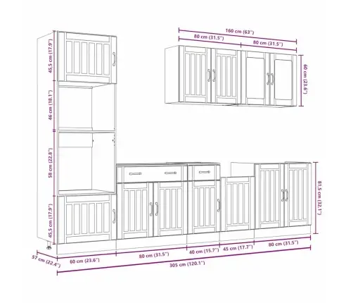 Virtuvinių Spintelių Komplektas, 7 Dalių, Kalmar, Artisano