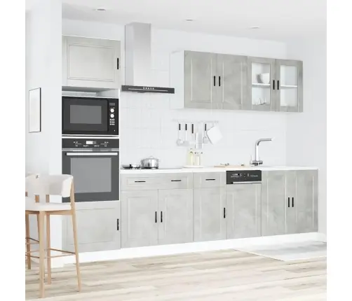 7-Daļīgs Virtuves Skapītis Komplekts, Kalmar, Betona Pelēks Vidaxl