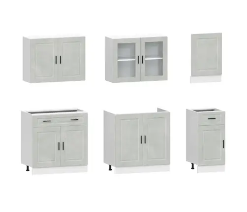 7-Daļīgs Virtuves Skapītis Komplekts, Kalmar, Betona Pelēks Vidaxl