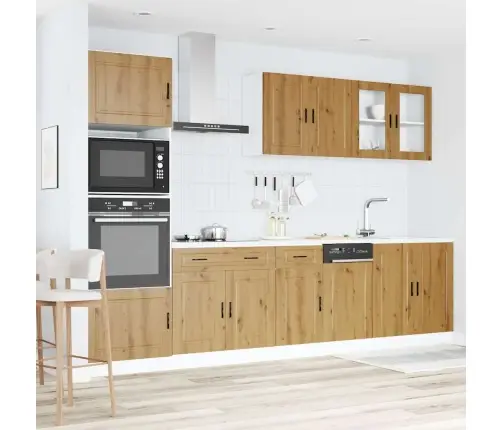 7-Osaline Köögikapi Komplekt Kalmar, Käsitöötamm, Tehispuit