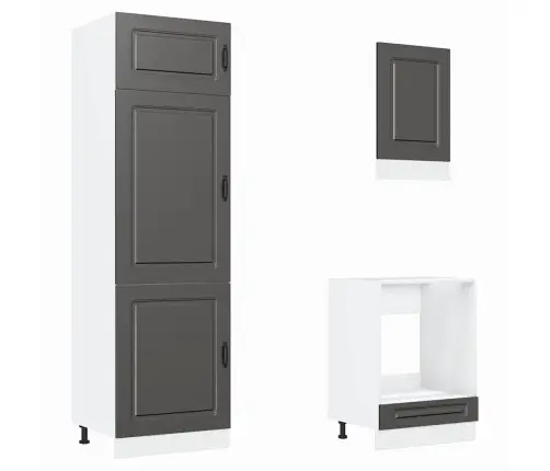 7-Osaline Köögikapi Komplekt Kalmar, Must, Tehispuit