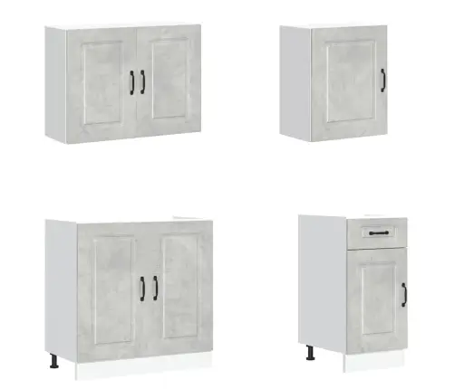 Virtuvinių Spintelių Komplektas, 7 Dalių, Kalmar, Betono Pilka