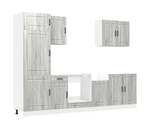 7-Daļīgs Virtuves Skapītis Komplekts, Kalmar, Pelēka Koka Vidaxl