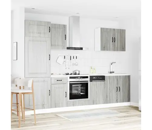 7-Daļīgs Virtuves Skapītis Komplekts, Kalmar, Pelēka Koka Vidaxl