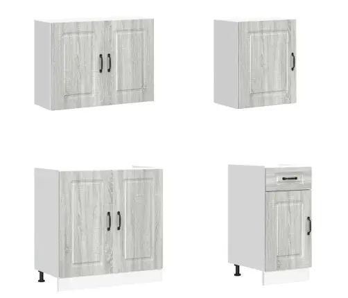 7-Daļīgs Virtuves Skapītis Komplekts, Kalmar, Pelēka Koka Vidaxl