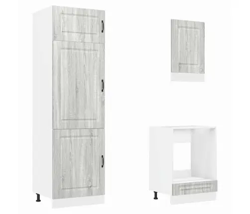 7-Daļīgs Virtuves Skapītis Komplekts, Kalmar, Pelēka Koka Vidaxl