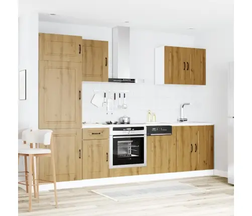 7-Osaline Köögikapi Komplekt Kalmar, Käsitöötamm, Tehispuit