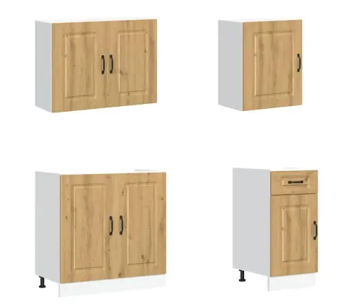 7-Osaline Köögikapi Komplekt Kalmar, Käsitöötamm, Tehispuit