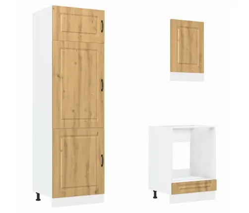 7-Osaline Köögikapi Komplekt Kalmar, Käsitöötamm, Tehispuit