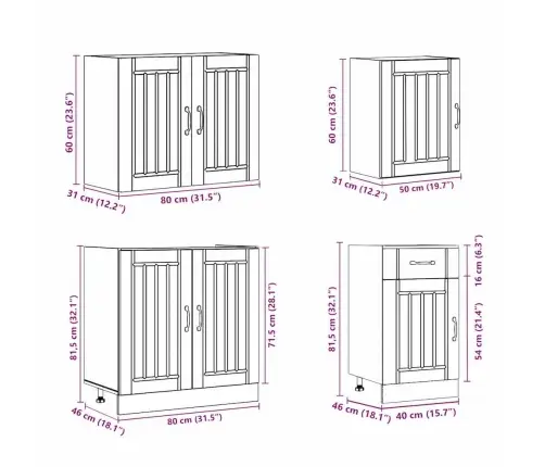 7-Daļīgs Virtuves Skapītis Komplekts, Lucca, Balta Vidaxl