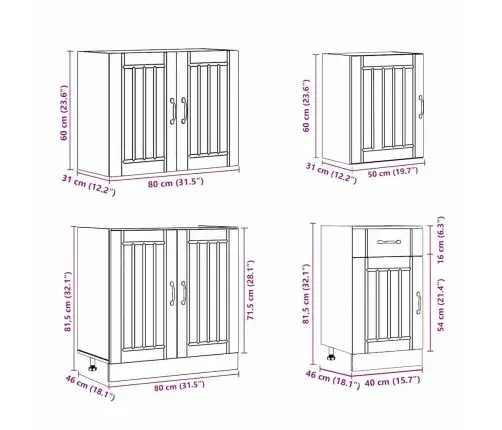 Virtuvinių Spintelių Komplektas, 7 Dalių, Lucca, Juoda