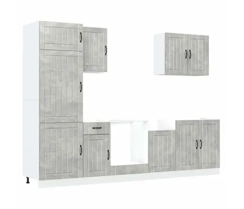 Virtuvinių Spintelių Komplektas, 7 Dalių, Lucca, Betono Pilka