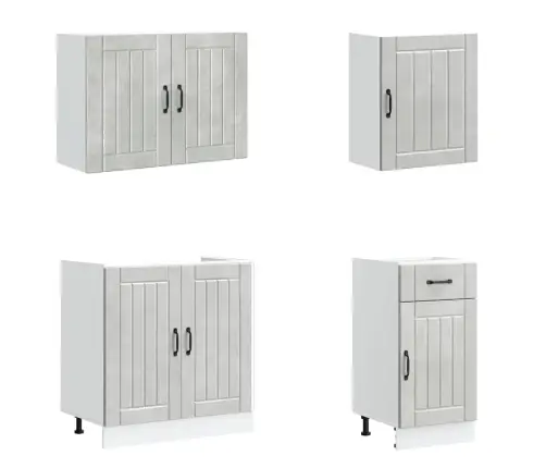 Virtuvinių Spintelių Komplektas, 7 Dalių, Lucca, Betono Pilka