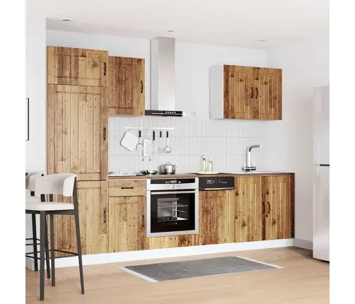 7-Osaline Köögikapi Komplekt Lucca, Vana Puit, Tehispuit