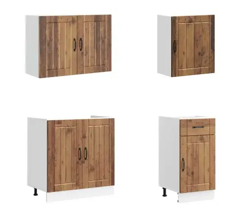 7-Osaline Köögikapi Komplekt Lucca, Vana Puit, Tehispuit