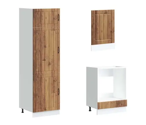 7-Osaline Köögikapi Komplekt Lucca, Vana Puit, Tehispuit