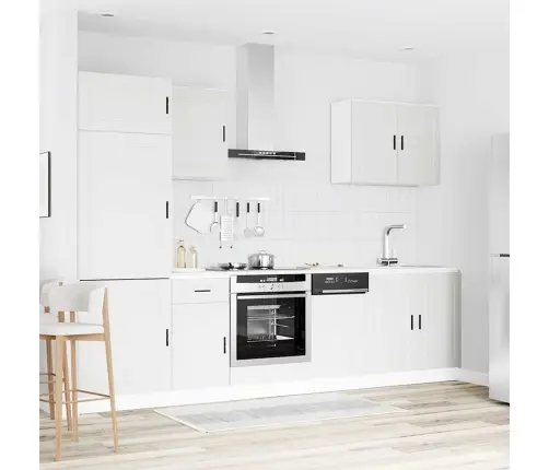 7-Osaline Köögikappide Komplekt "Porto", Valge, Töödeldud Puit