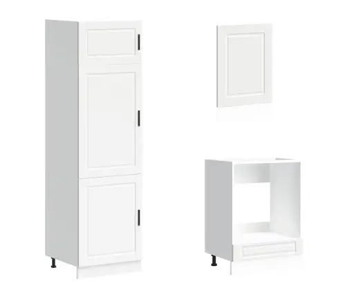 7-Osaline Köögikappide Komplekt "Porto", Valge, Töödeldud Puit