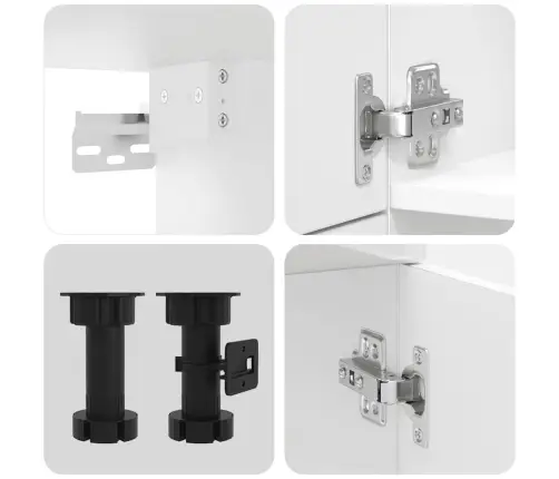 7-Osaline Köögikappide Komplekt "Porto", Kõrgläikega Valge, Töödeldud Puit