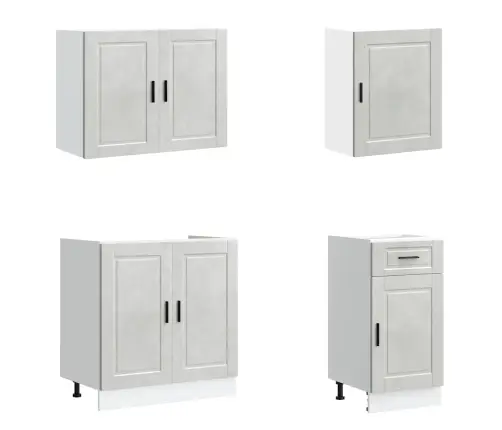 7-Daļīgs Virtuves Skapītis Komplekts, Kalmar, Betona Pelēks Vidaxl