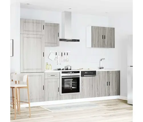 7-Daļīgs Virtuves Skapītis Komplekts, Kalmar, Pelēka Koka Vidaxl