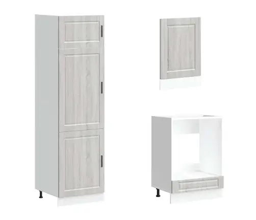 7-Daļīgs Virtuves Skapītis Komplekts, Kalmar, Pelēka Koka Vidaxl