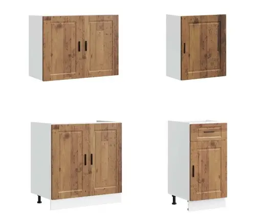 7-Osaline Köögikappide Komplekt "Porto", Vanast Puidust Tehispuit