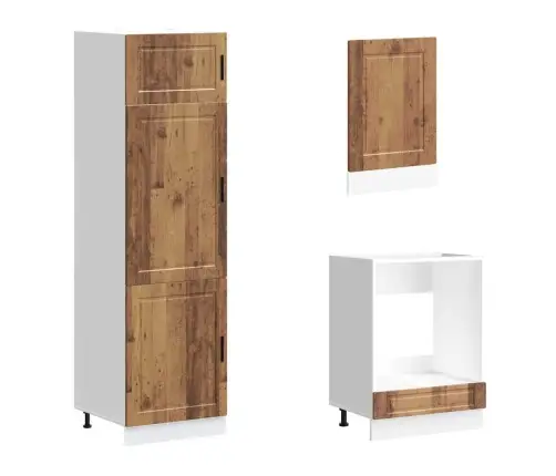 7-Osaline Köögikappide Komplekt "Porto", Vanast Puidust Tehispuit