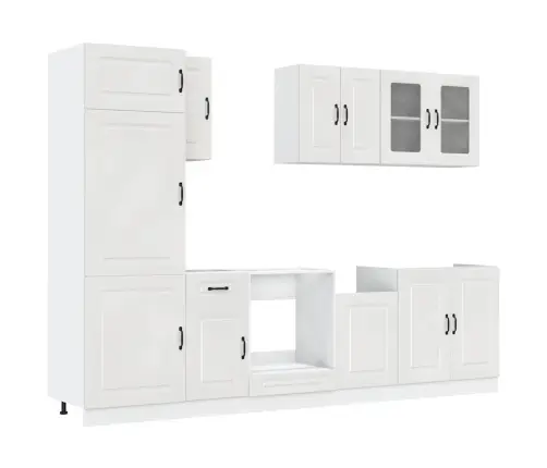 8-Daļīgs Virtuves Skapītis Komplekts, Kalmar, Spīdīgi Balta Vidaxl