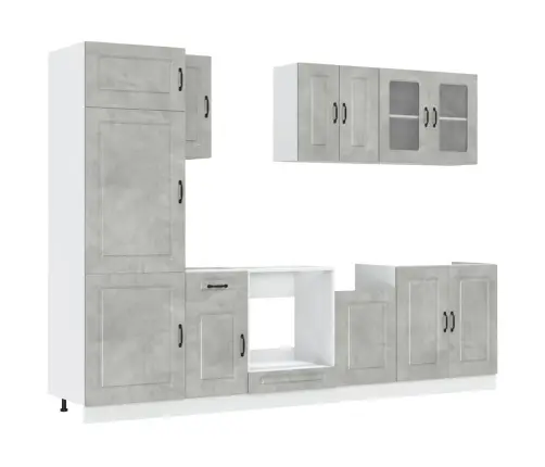 8-Daļīgs Virtuves Skapītis Komplekts, Kalmar, Betona Pelēks Vidaxl