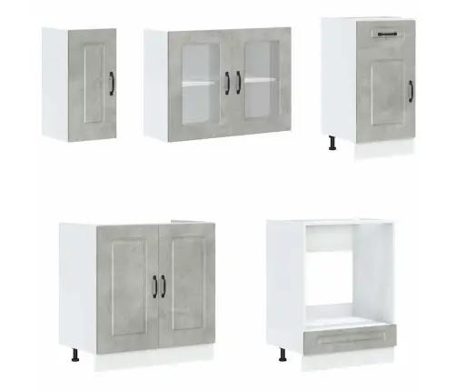 8-Daļīgs Virtuves Skapītis Komplekts, Kalmar, Betona Pelēks Vidaxl