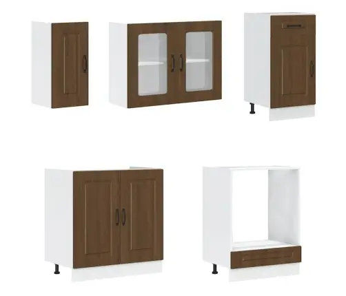 8-Daļīgs Virtuves Skapītis Komplekts, Kalmar, Brūna Ozola Vidaxl