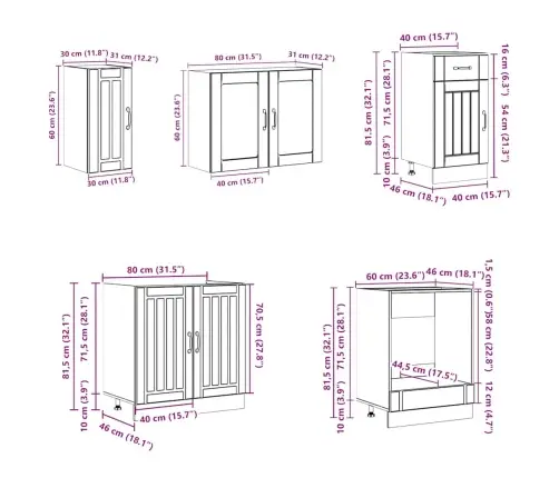 8-Daļīgs Virtuves Skapītis Komplekts, Lucca, Balta Vidaxl