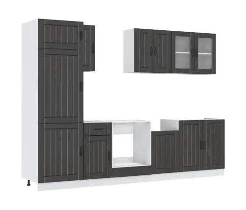 Virtuvinių Spintelių Komplektas, 8 Dalių, Kalmar, Juoda