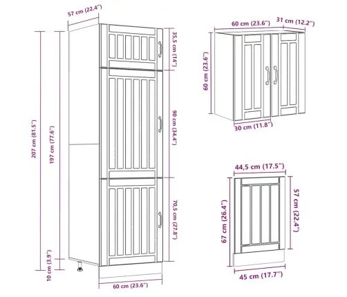 Virtuvinių Spintelių Komplektas, 8 Dalių, Kalmar, Juoda