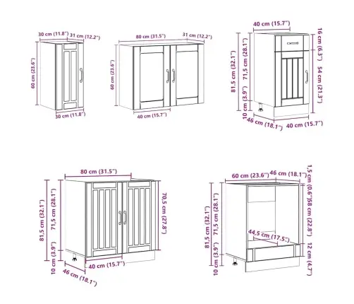 Virtuvinių Spintelių Komplektas, 8 Dalių, Kalmar, Artisano