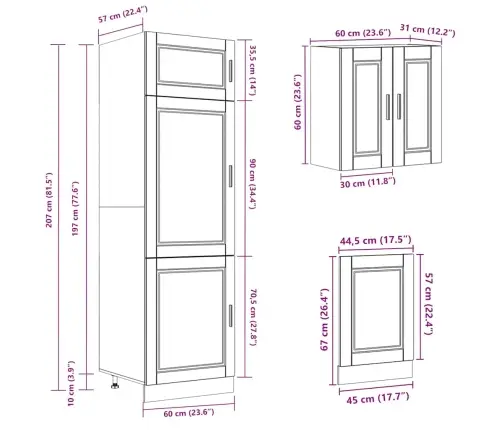 Virtuvinių Spintelių Komplektas, 8 Dalių, Porto, Balta