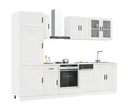 8-Daļīgs Virtuves Skapītis Komplekts, Kalmar, Spīdīgi Balta Vidaxl